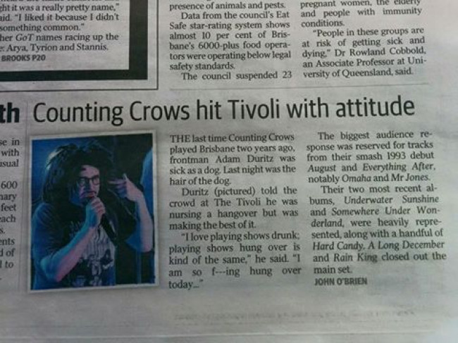 Counting Crows hit Tivoli with attitude | and 12 more metaphors involving dogs