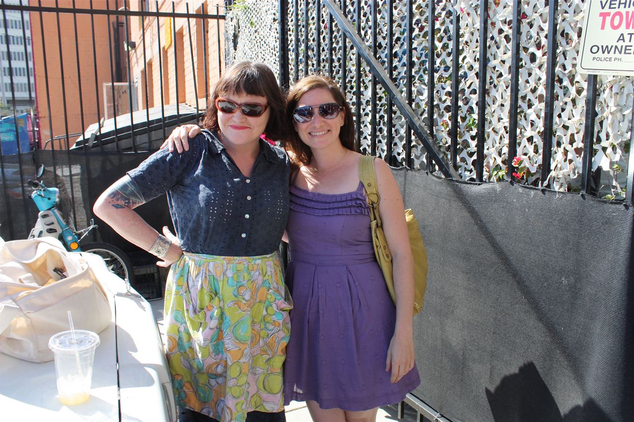 Photo of Exene Cervenka and Joyce Raskin at the Stories book event in LA by Brett Stranaire 
