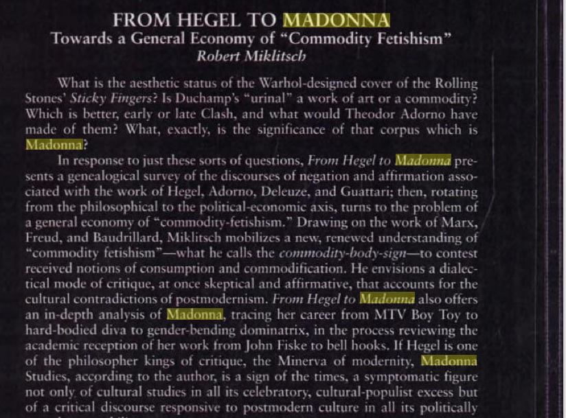 From Hegel to Madonna